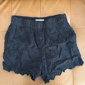 Abercrombie & Fitch Black Eyelet Scallop-Hem High-Waist Shorts